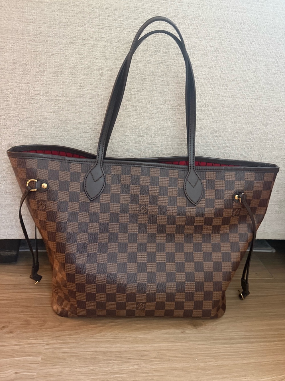 Louis Vuitton Neverfull MM Tote with Cherry Red Interior